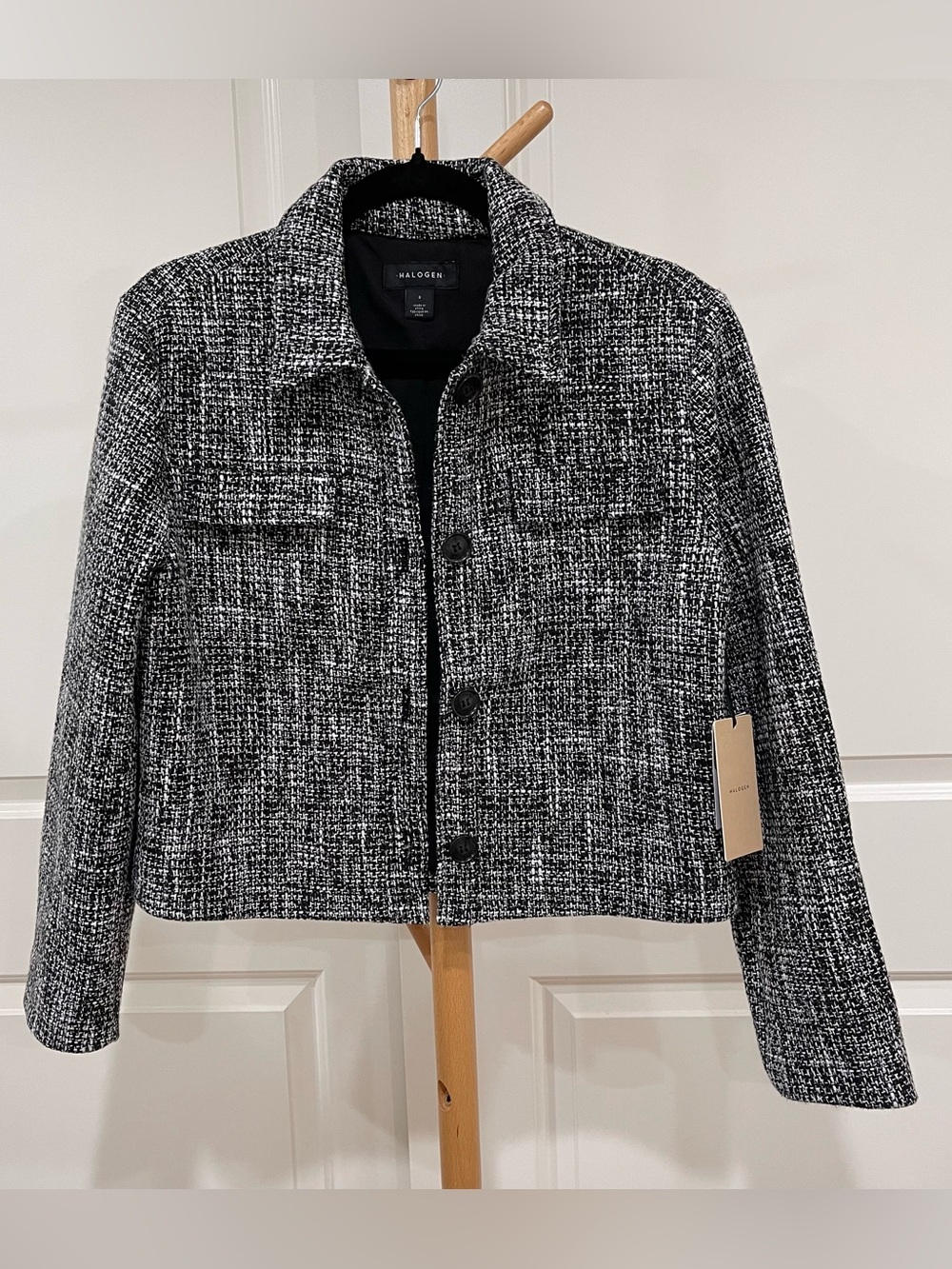 Halogen Women’s Black and White Tweed Blazer Jacket